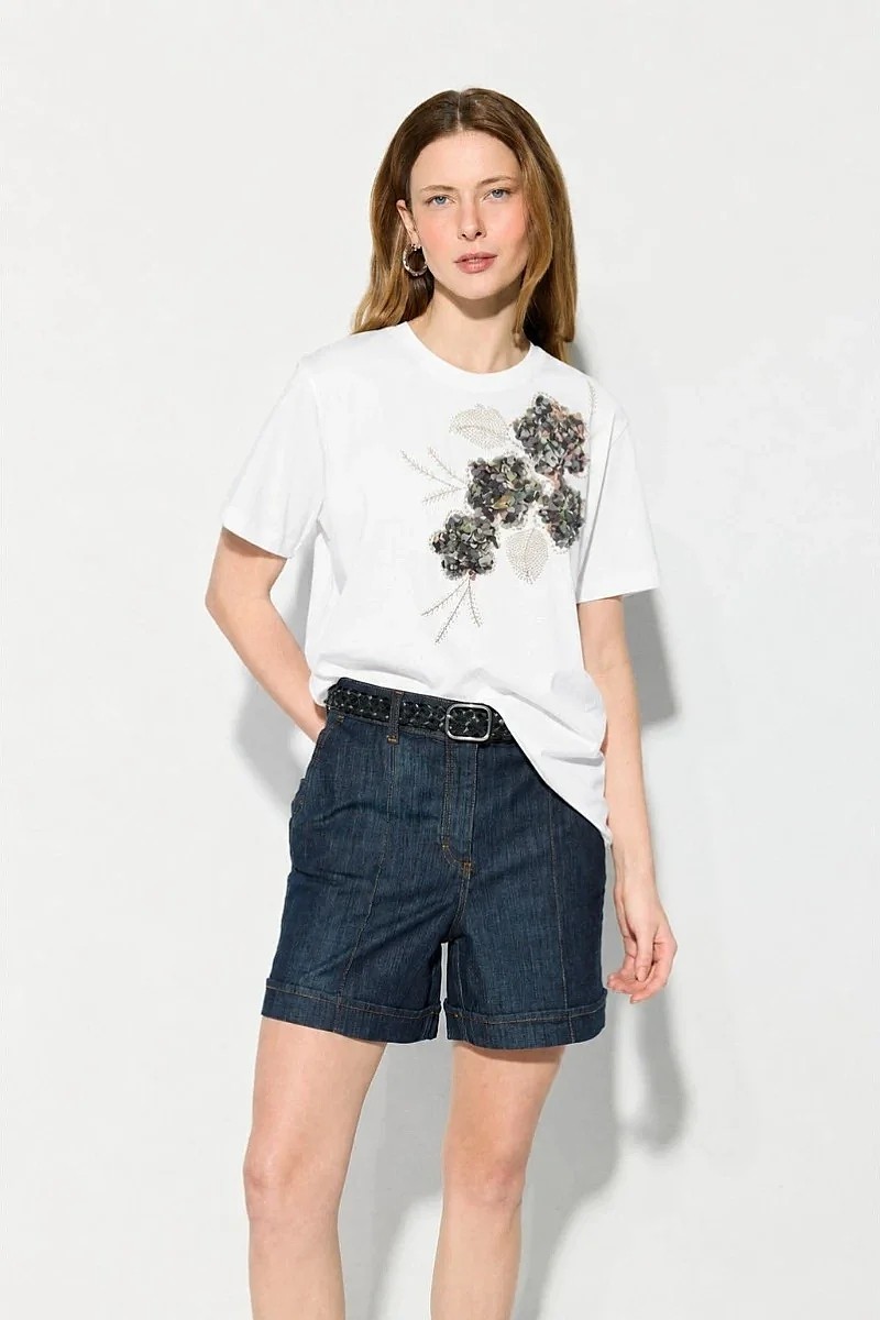 Gusto Nakışlı Pamuk T-Shirt - Siyah görsel 6