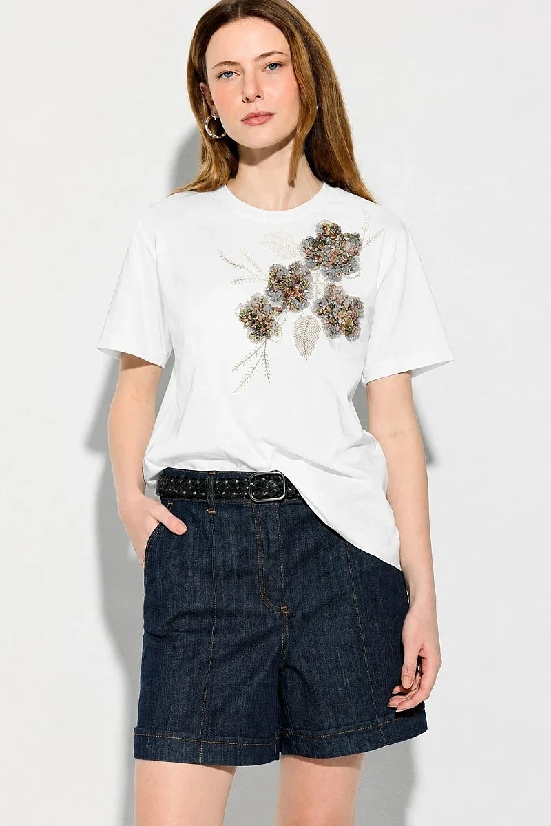 Gusto Nakışlı Pamuk T-Shirt - Siyah görsel 8