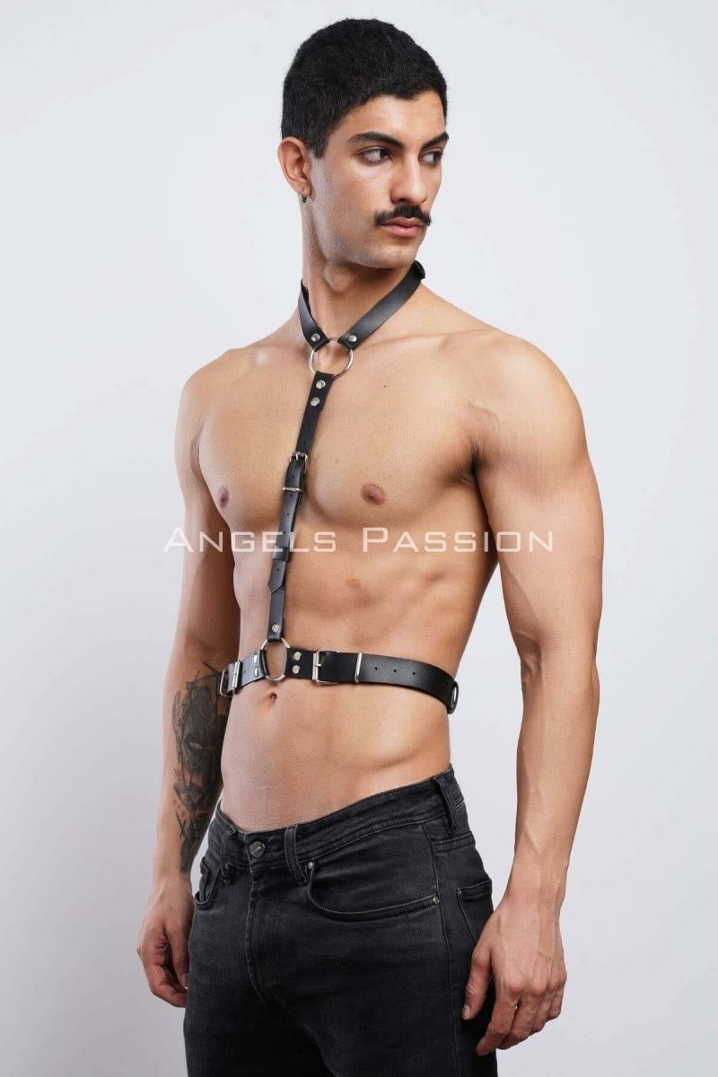 Ava Style Deri Boyundan Askılı Erkek Harness, Clubwear, Leather Partywear - BRFM124 Ava görsel 4