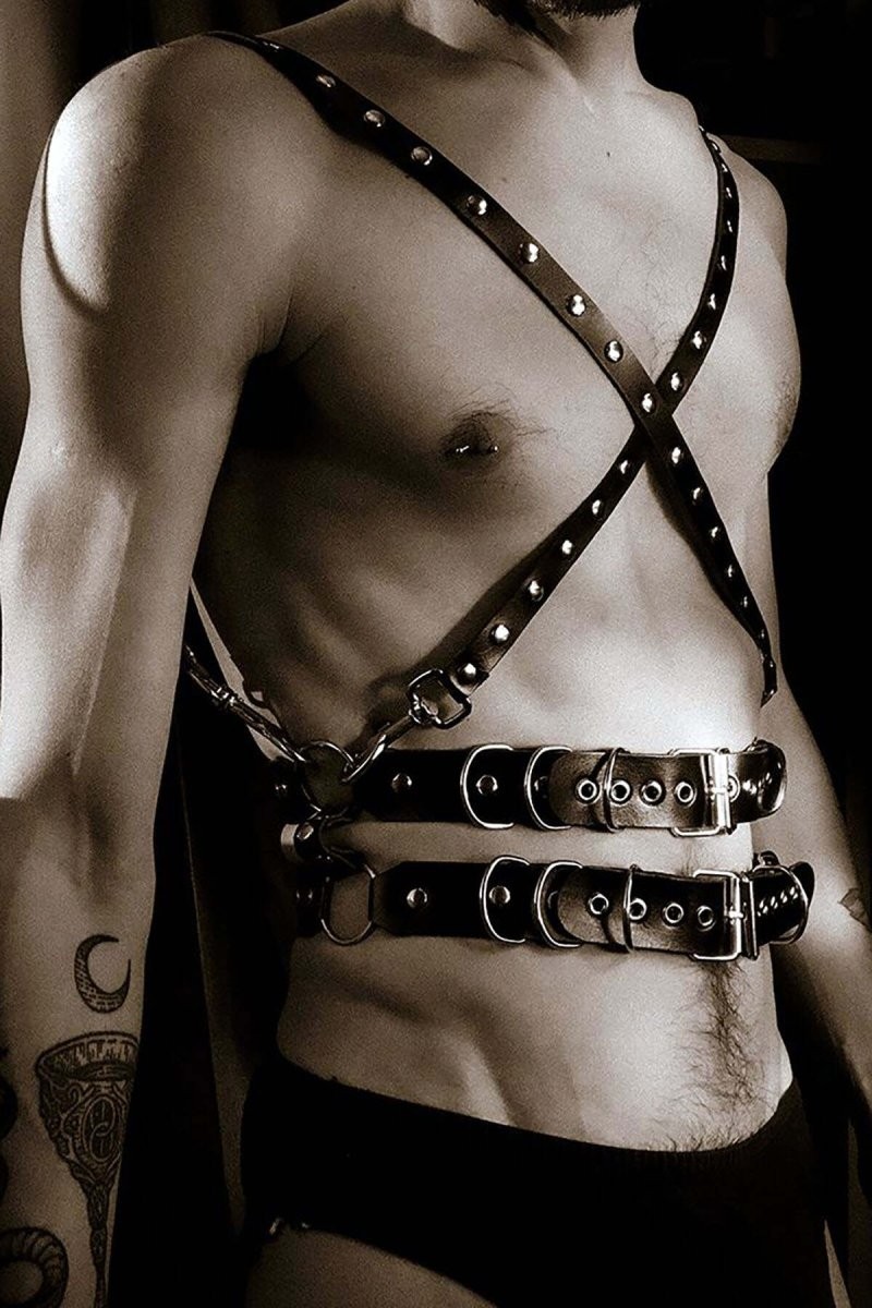 Ava Style Deri Erkek Harness, Erkek Partywear, Sexy Erkek Deri Giyim - BRFM231 Ava görsel 2