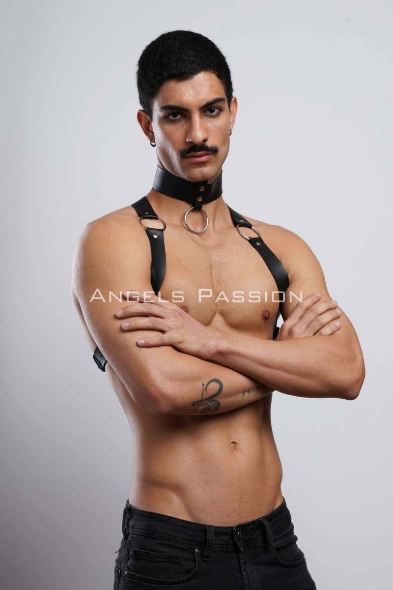 Ava Style Erkek Choker ve Göğüs Harness, Erkek Parti Giyim - BRFM35 Ava görsel 7