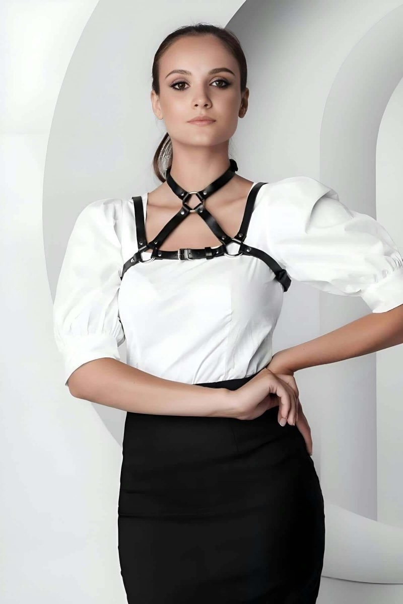 Aesco Şık Crop Yaka Harness, Giysi Üzeri Tamamlayıcı Yaka Aksesuar - BRF1290