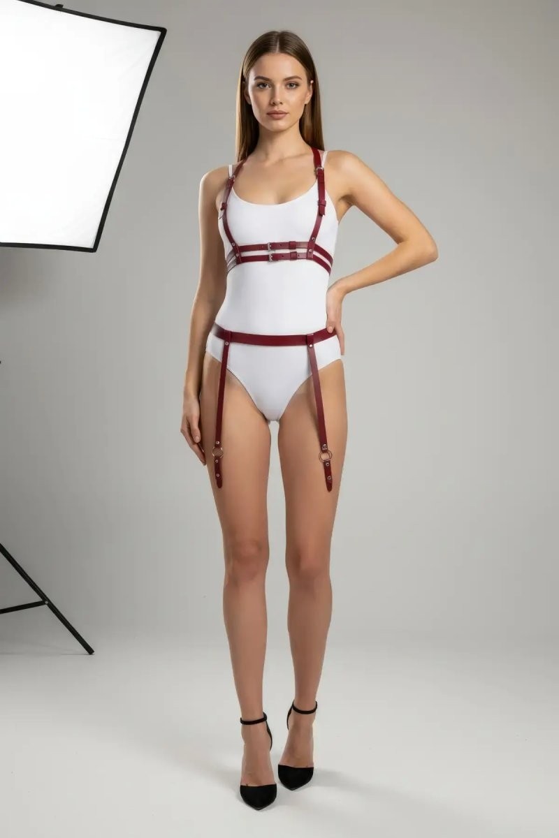 Aesco Bordo Harness Takım Deri Vücut Aksesuarı - BRF232 görsel 4