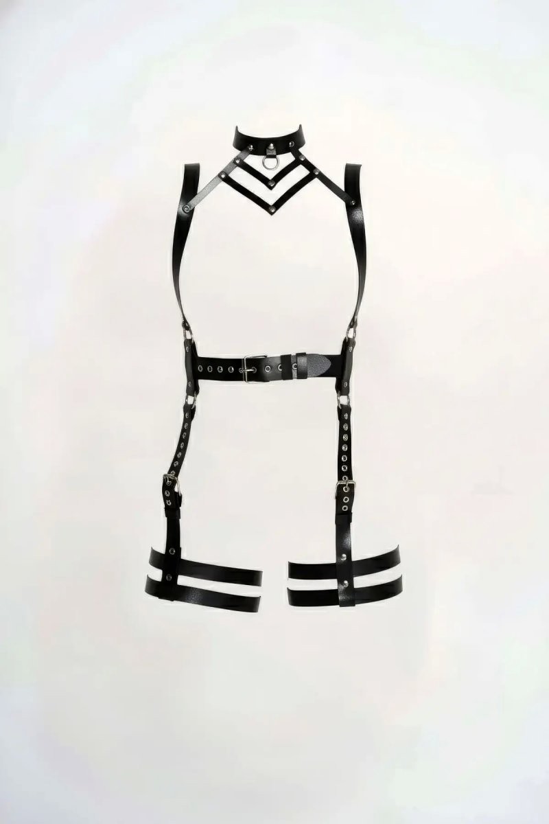 Beruflic Siyah Jartiyer Harness Deri Vücut Tokalı Aksesuar - BRF1301
