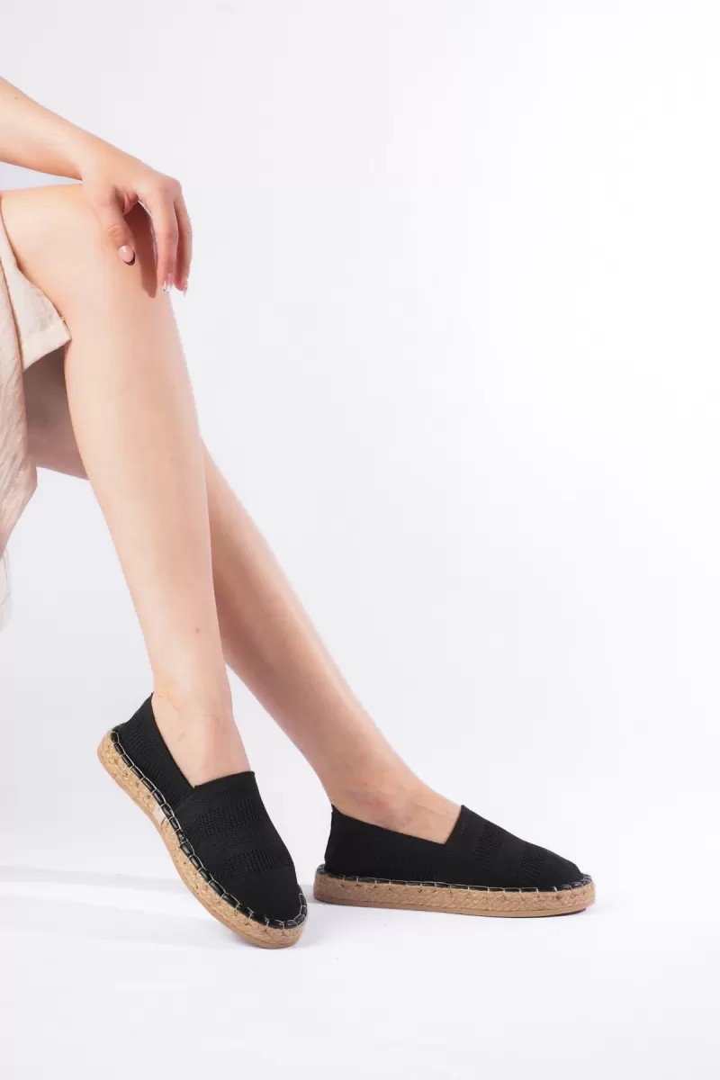 Zerenyus Miami Premium Kadın Siyah Triko Jüt Sargı El Yapımı Espadril görsel 6
