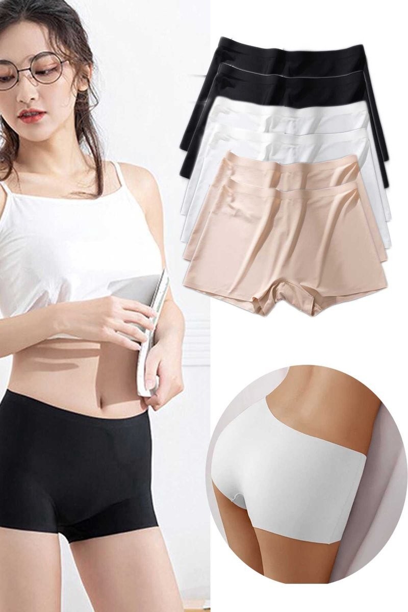Adalı Store 6 Adet Kadın Dikişsiz Görünmez Iz Yapmaz Mini Şort Boxer Siyah Beyaz Ten