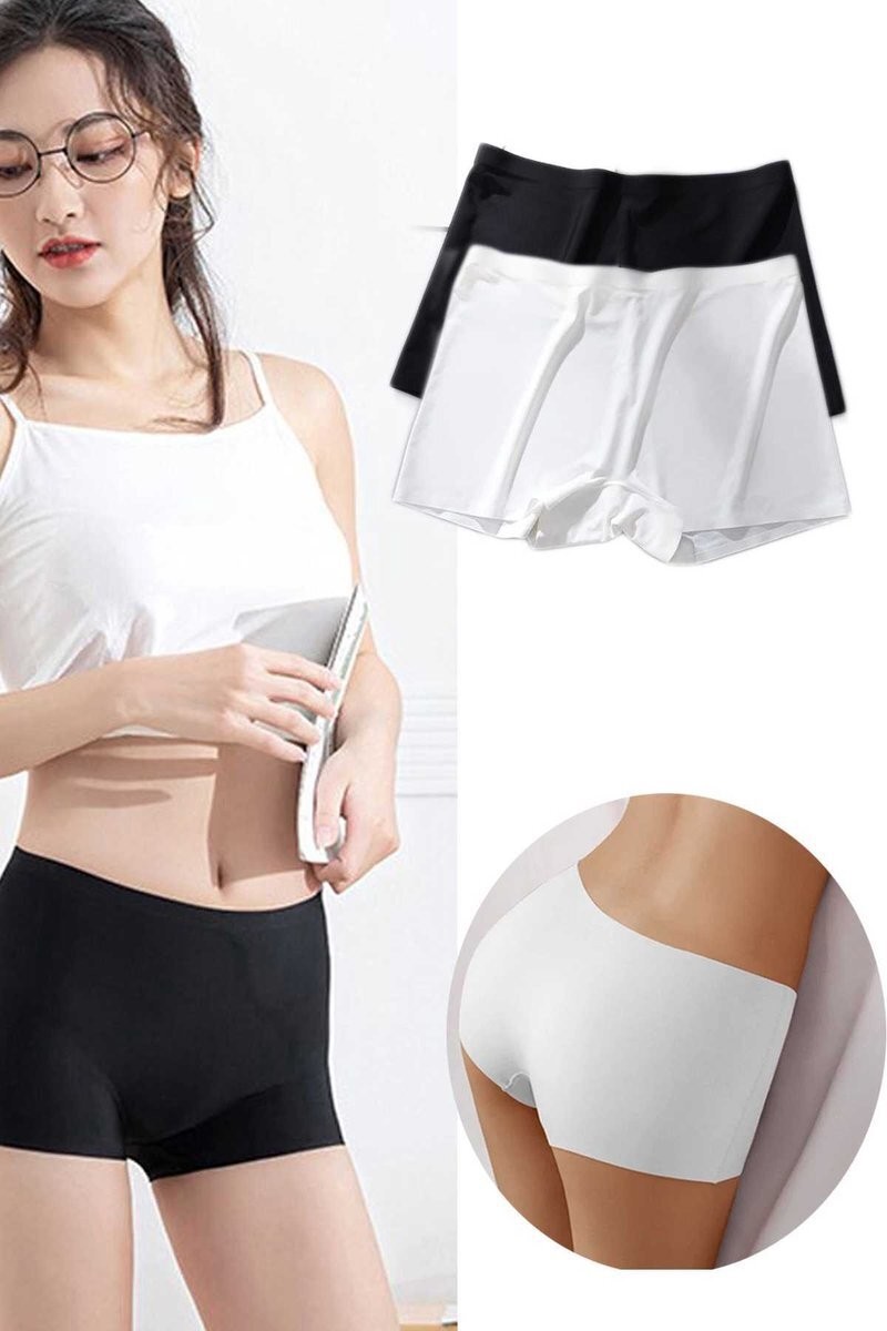 Adalı Store 2 Adet Kadın Dikişsiz Görünmez Iz Yapmaz Mini Şort Boxer Siyah Beyaz