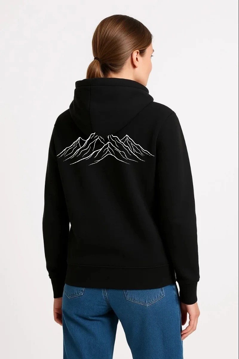 Tarz Yeri Kadın 3 Iplik Pamuklu Kapüşonlu Hoodie Sweatshirt Nihilist Penguen Baskılı - Siyah görsel 2