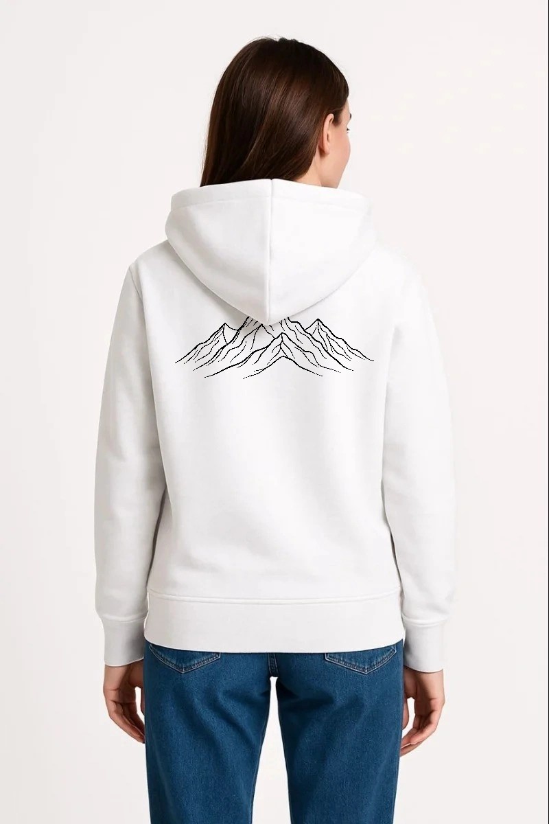 Tarz Yeri Kadın 3 Iplik Pamuklu Kapüşonlu Hoodie Sweatshirt Nihilist Penguen Baskılı - Beyaz