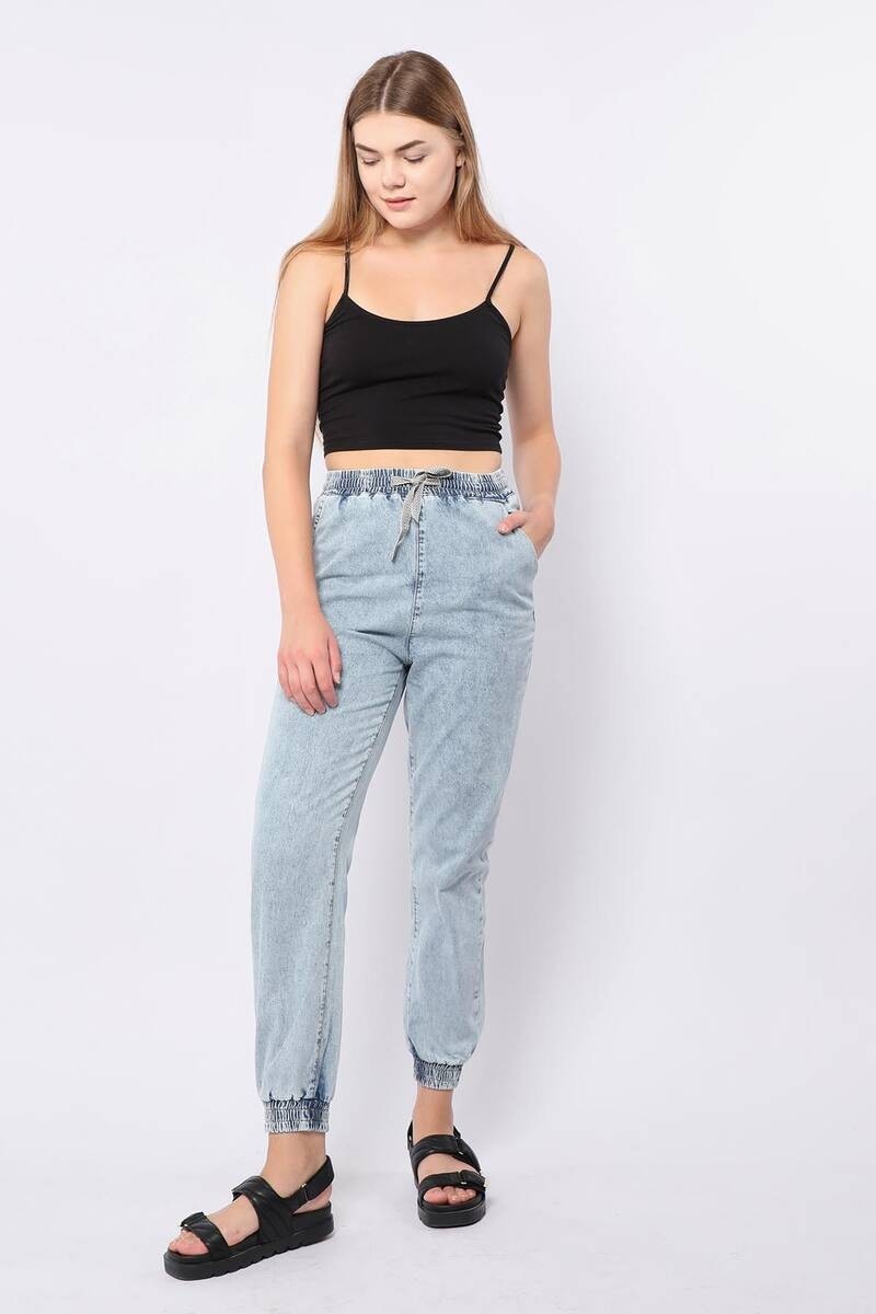 Banny Jeans Kadın Lastikli Jogger Pantolon Açık Mavi görsel 3