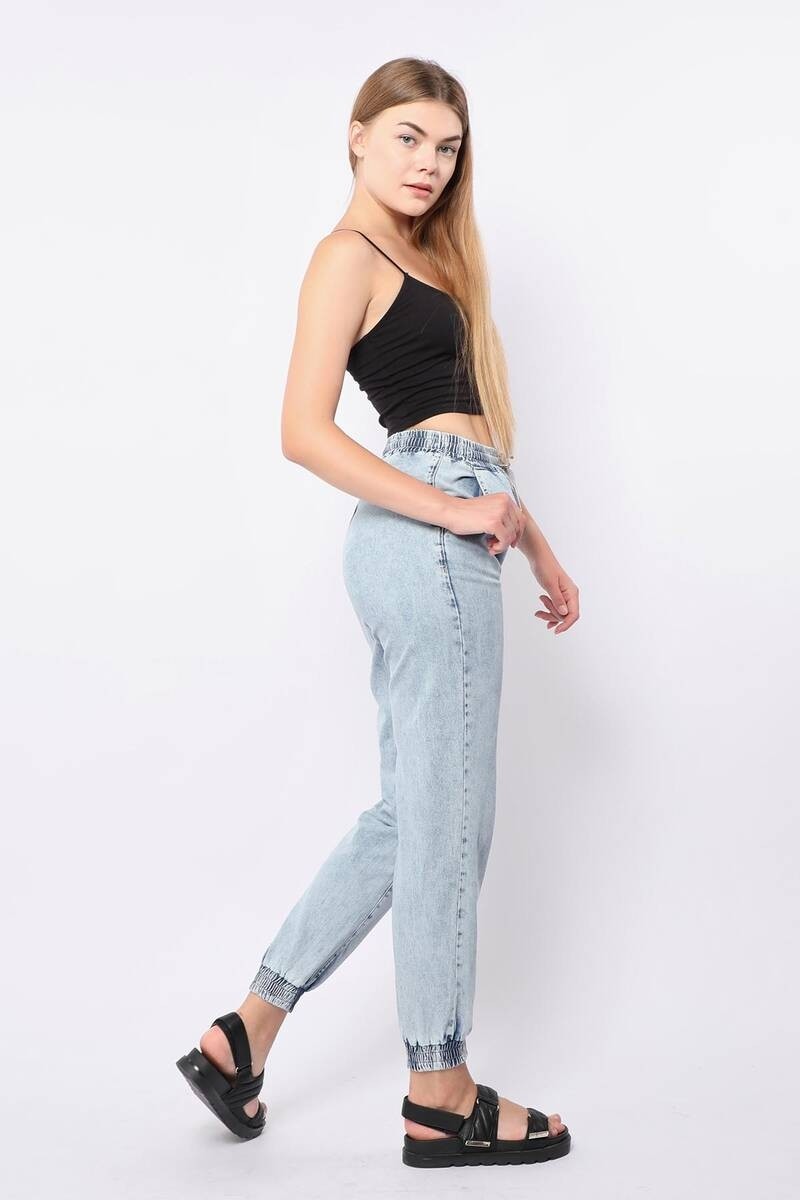 Banny Jeans Kadın Lastikli Jogger Pantolon Açık Mavi görsel 5