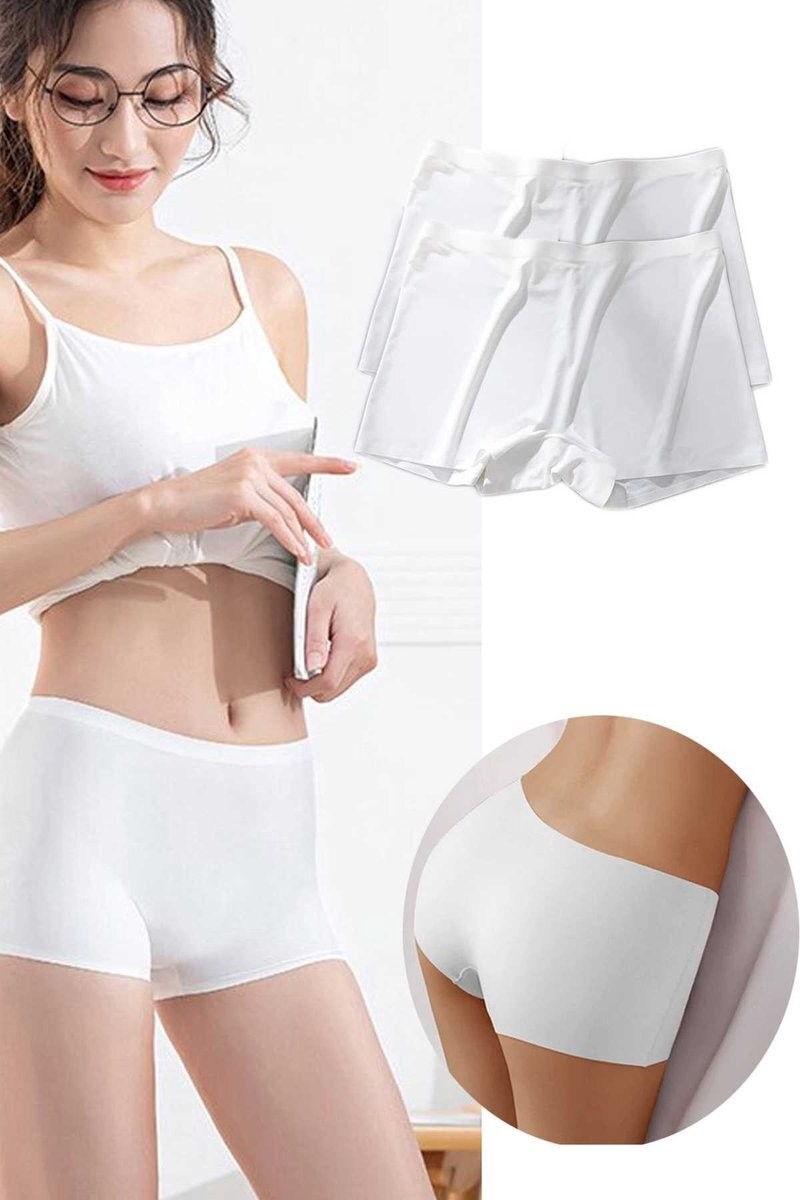 Sungur's Store 2 Adet Kadın Dikişsiz Görünmez Iz Yapmaz Mini Şort Boxer Beyaz
