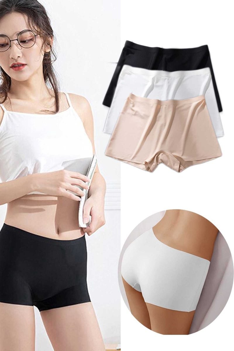 Sungur's Store 3 Adet Kadın Dikişsiz Görünmez Iz Yapmaz Mini Şort Boxer Siyah Beyaz Ten