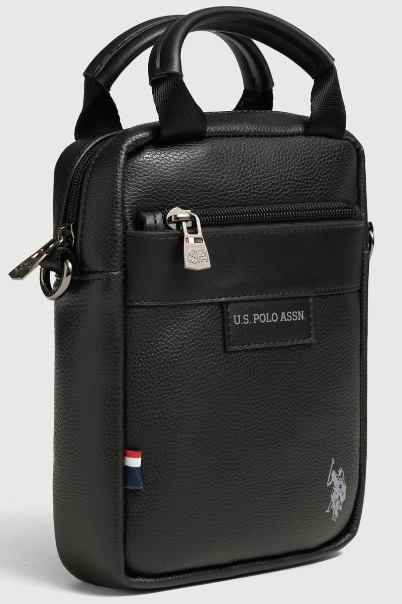 U.S. Polo Assn. Siyah Erkek El Çantası Omuz Askılı Postacı Çantası Günlük Vegan Deri Çanta 26082 görsel 2