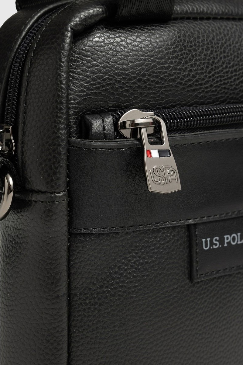 U.S. Polo Assn. Siyah Erkek El Çantası Omuz Askılı Postacı Çantası Günlük Vegan Deri Çanta 26082 görsel 4