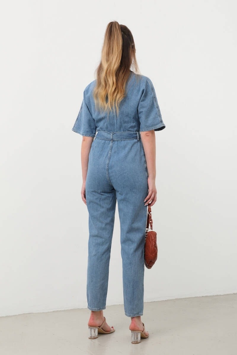 Banny Jeans Banny Kadın Jean Tulum Mavi Renkli Düz Pamuklu Günlük Kullanım İçin Tasarlandı görsel 4