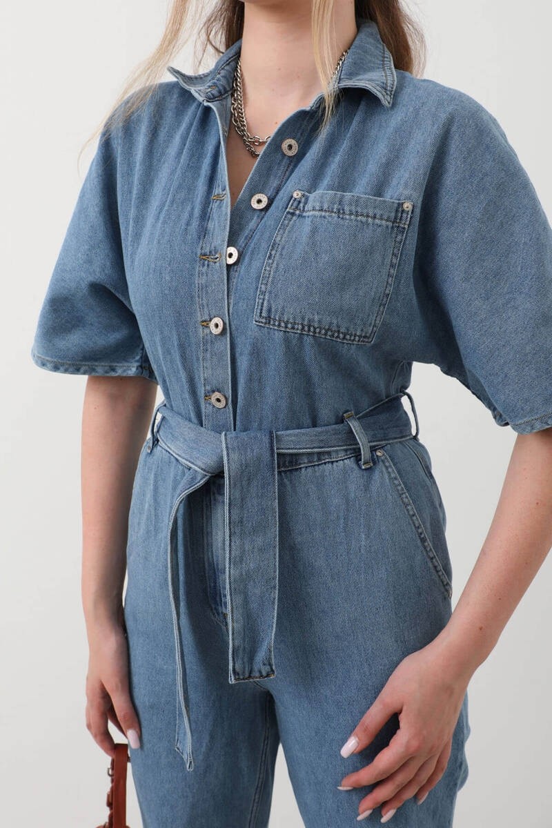Banny Jeans Banny Kadın Jean Tulum Mavi Renkli Düz Pamuklu Günlük Kullanım İçin Tasarlandı görsel 5