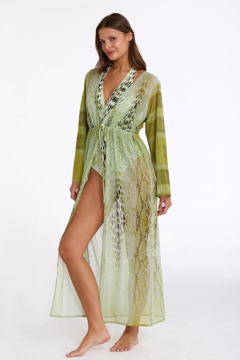 Beruflic Argento 2106-3025 Kadın Önü Açık Uzun Kaftan Under Moda