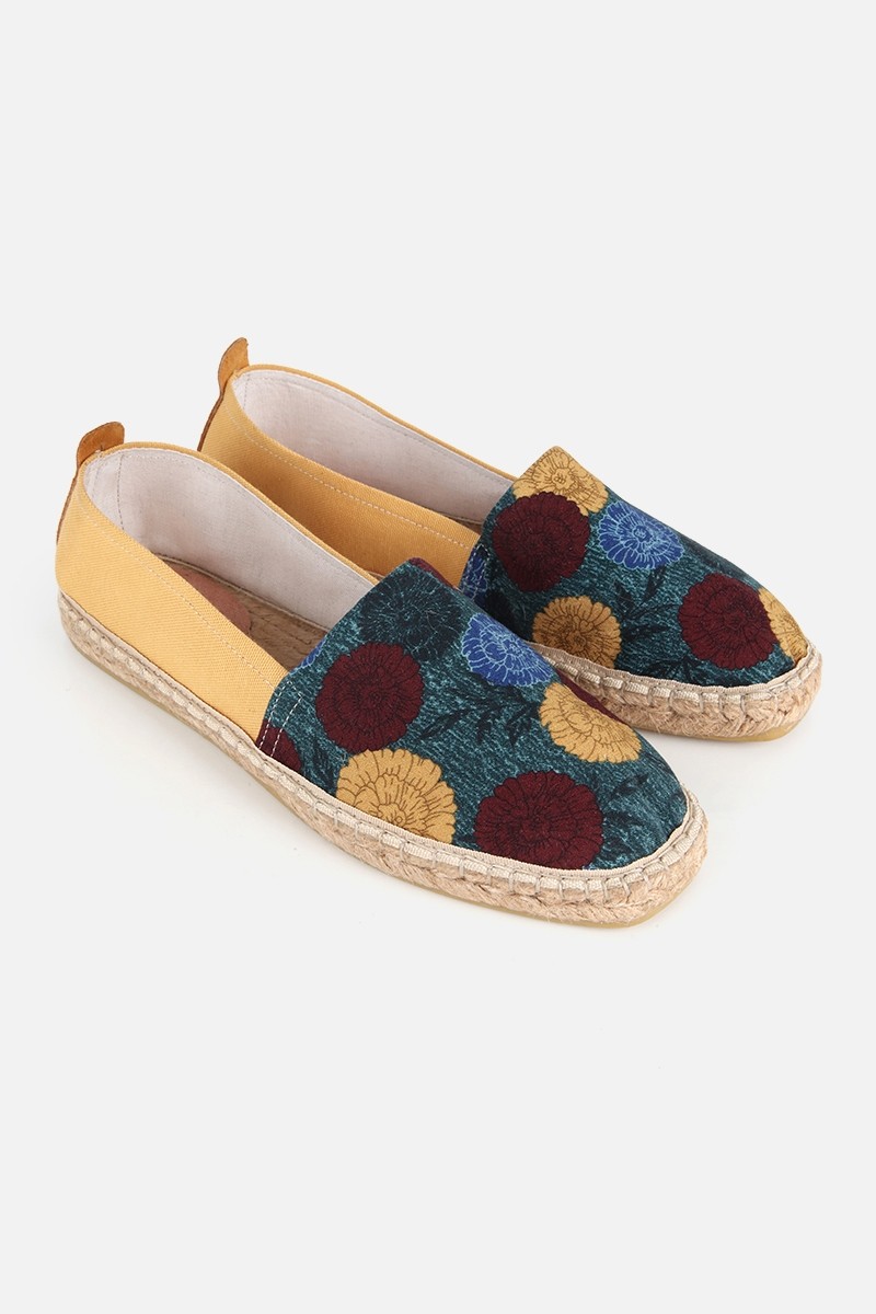 Su14 Tenny Sarı Çiçek Desenli Kadın Düz Espadril görsel 2