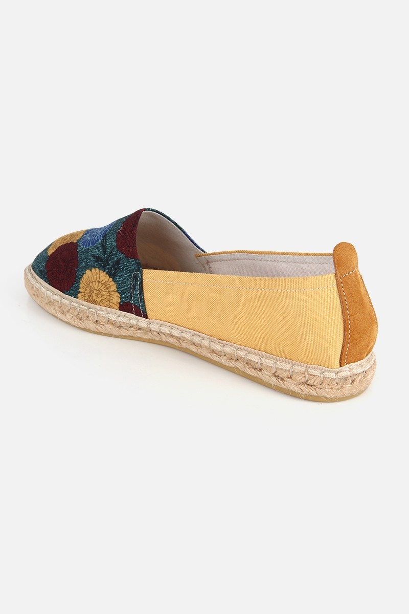 Su14 Tenny Sarı Çiçek Desenli Kadın Düz Espadril görsel 3