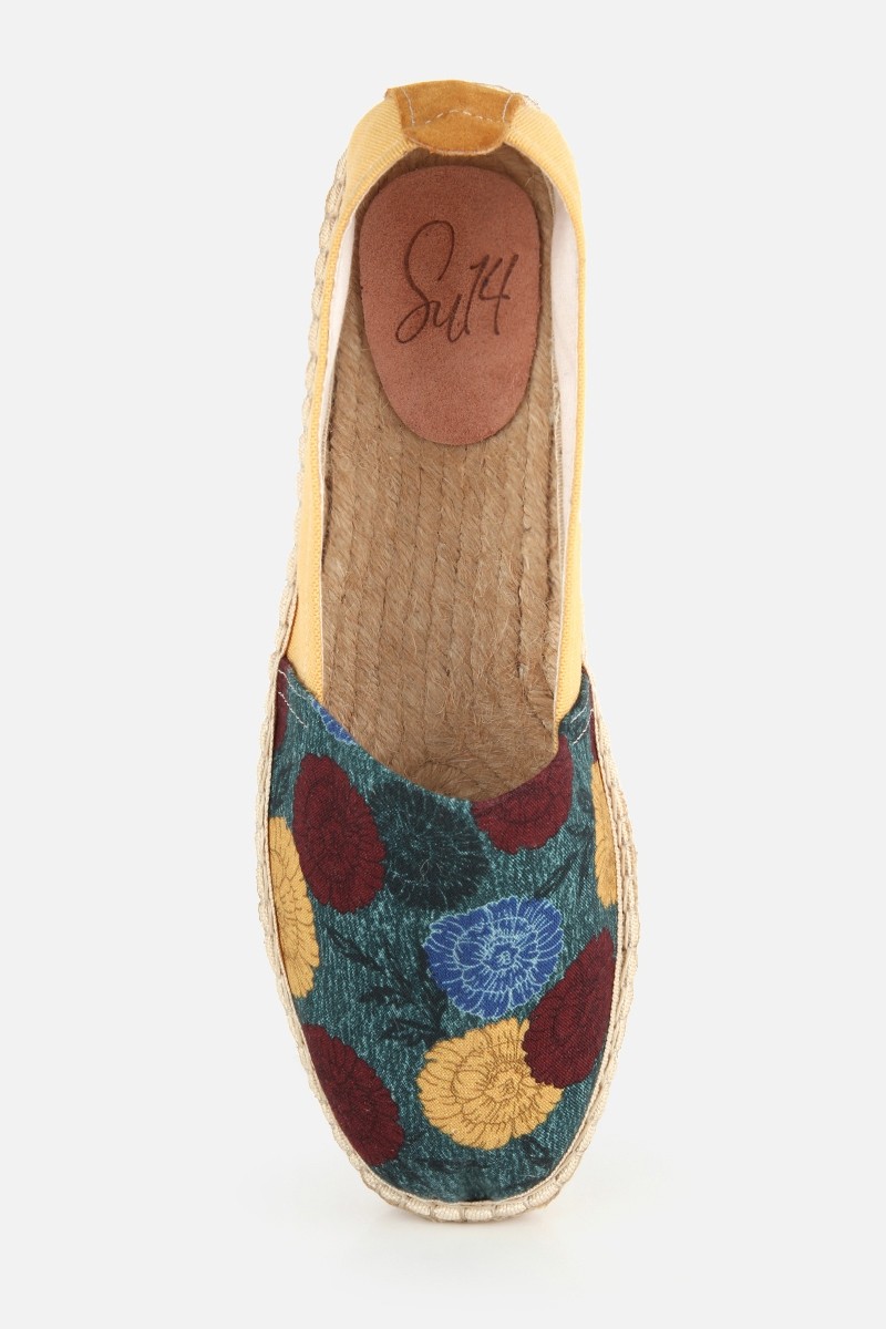 Su14 Tenny Sarı Çiçek Desenli Kadın Düz Espadril görsel 4