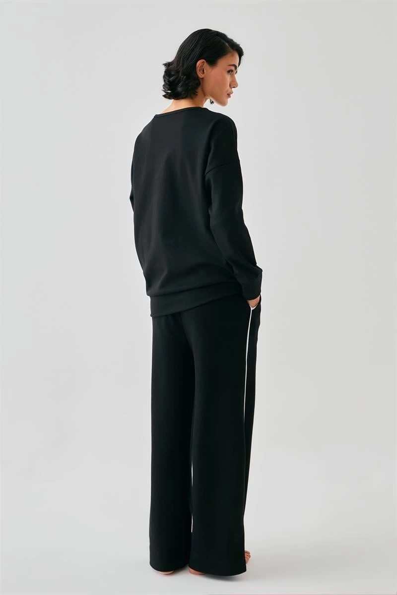 Çamaşır Kenti Moda Kadın Siyah Akrep Burcu Oversize 2 Iplik Eşofman Ev Giyim Takımı Beruflic görsel 5