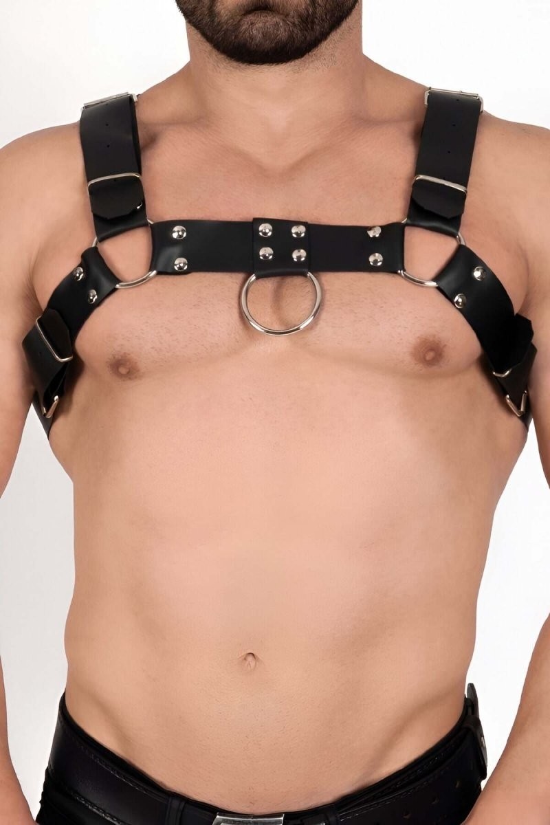 Melonika Erkek Göğüs Harness, Deri Erkek Fantazi Giyim, Erkek Clubwear - BRFM214 görsel 2