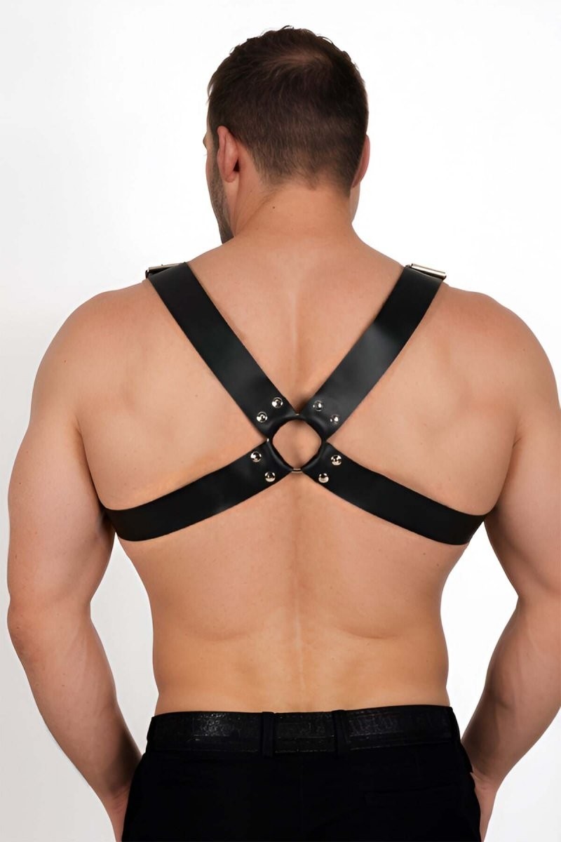 Melonika Erkek Göğüs Harness, Deri Erkek Fantazi Giyim, Erkek Clubwear - BRFM214 görsel 6