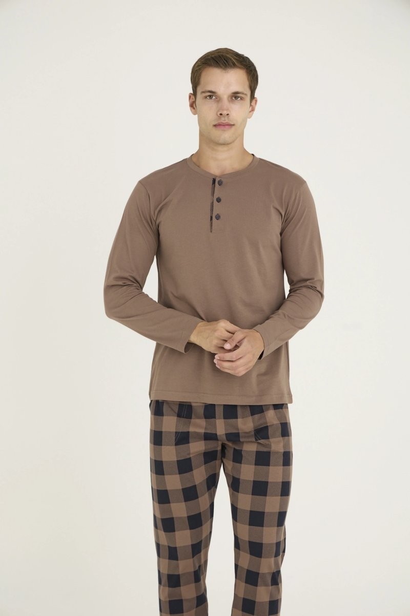 Melonika 9221 Erkek Midi Yaka Pijama Takım