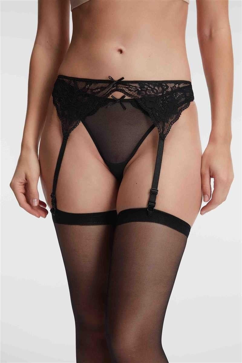 Esranın Dünyası Dantelli Jartiyer String ve Çorap 3'lü Takım