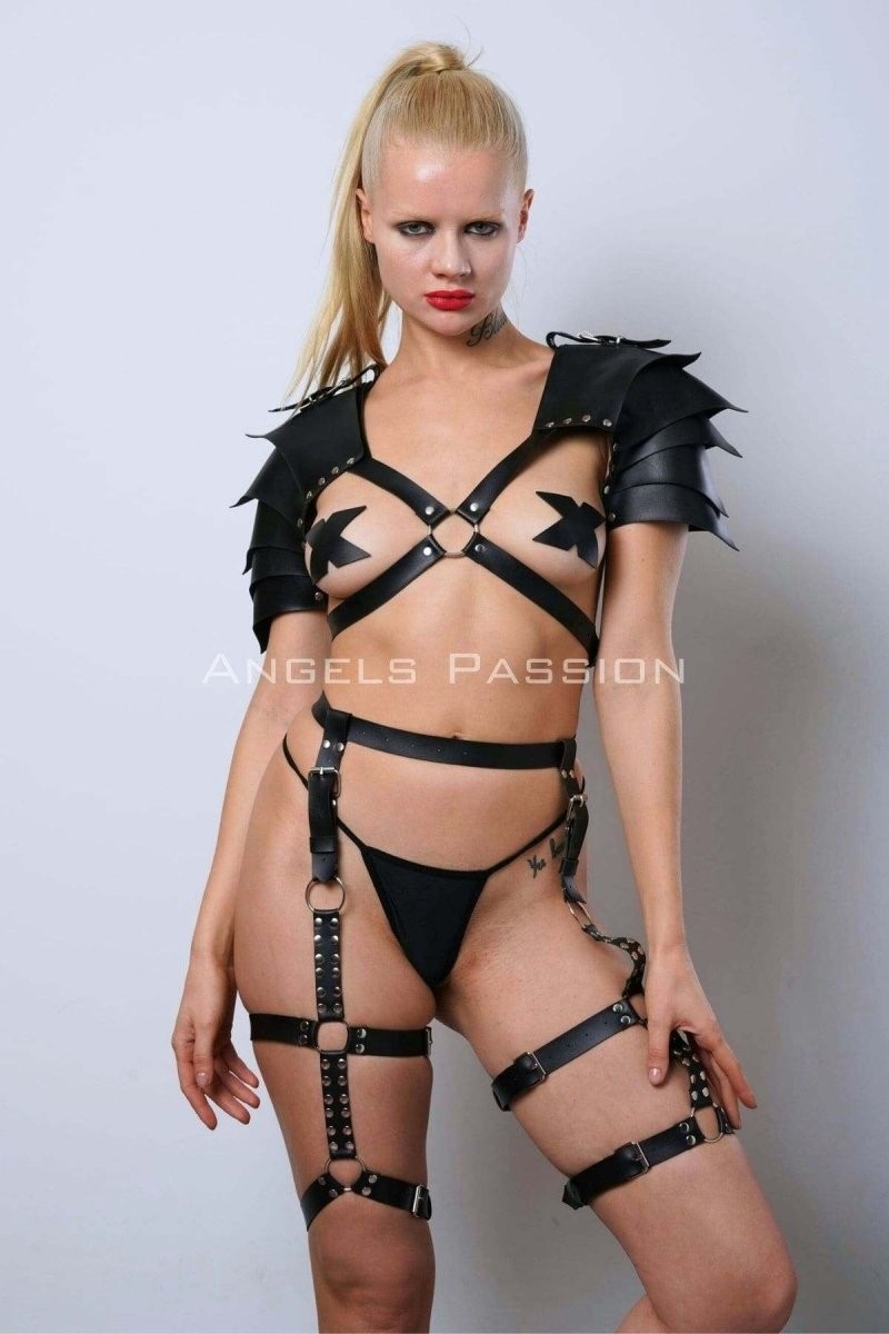 Esranın Dünyası Kadın Gladyatör Cosplay Kostüm, Deri Jartiyer Harness Takım - BRF1345
