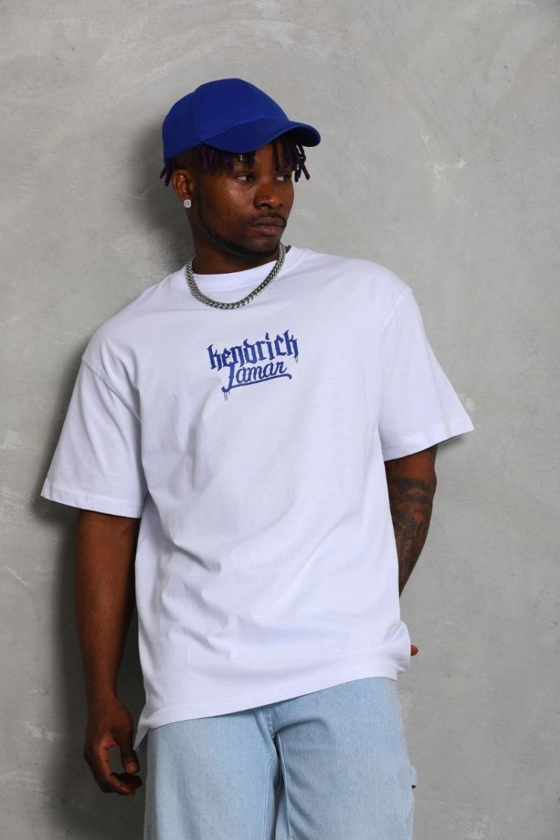 Fantastik Store Erkek Baskılı Tişört Kısa Kol Bisiklet Yaka Oversize T-Shirt - Beyaz görsel 3