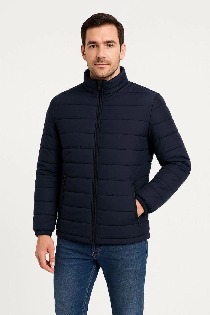 Fantastik Store Erkek Bomber Mont Su Itici Kapitone Astarlı Fermuarlı Cepli Ceket - Lacivert görsel 3
