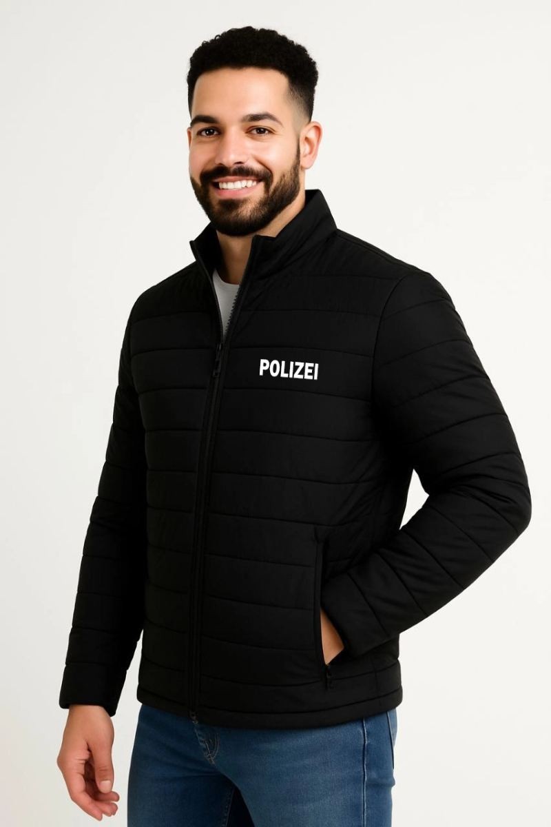 Fantastik Store Erkek Mikro Su Itici Kapitone Baskılı Astarlı Fermuarlı Bomber Mont - Siyah görsel 3