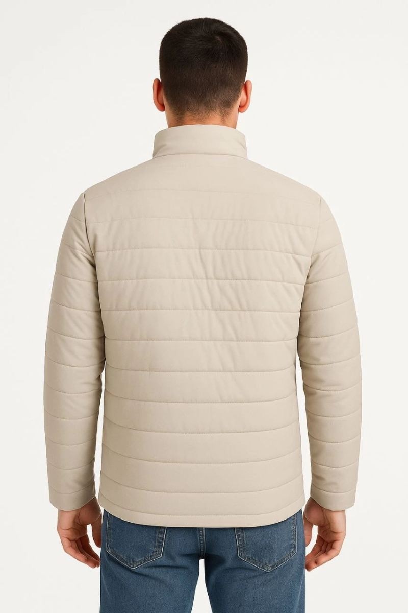 Fantastik Store Erkek Bomber Mont Su Itici Kapitone Astarlı Fermuarlı Cepli Ceket - Bej görsel 2