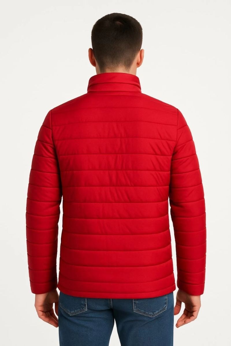 Fantastik Store Erkek Bomber Mont Su Itici Kapitone Astarlı Fermuarlı Cepli Ceket - Kırmızı görsel 2