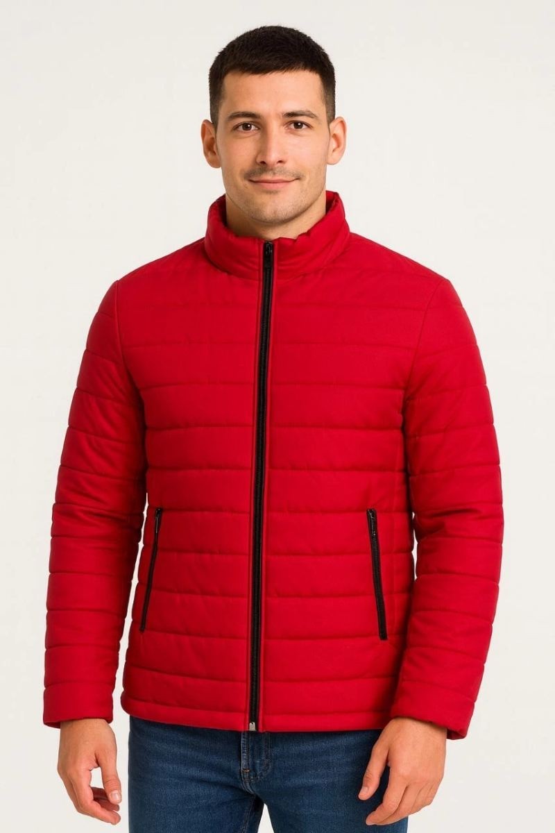 Fantastik Store Erkek Bomber Mont Su Itici Kapitone Astarlı Fermuarlı Cepli Ceket - Kırmızı görsel 4
