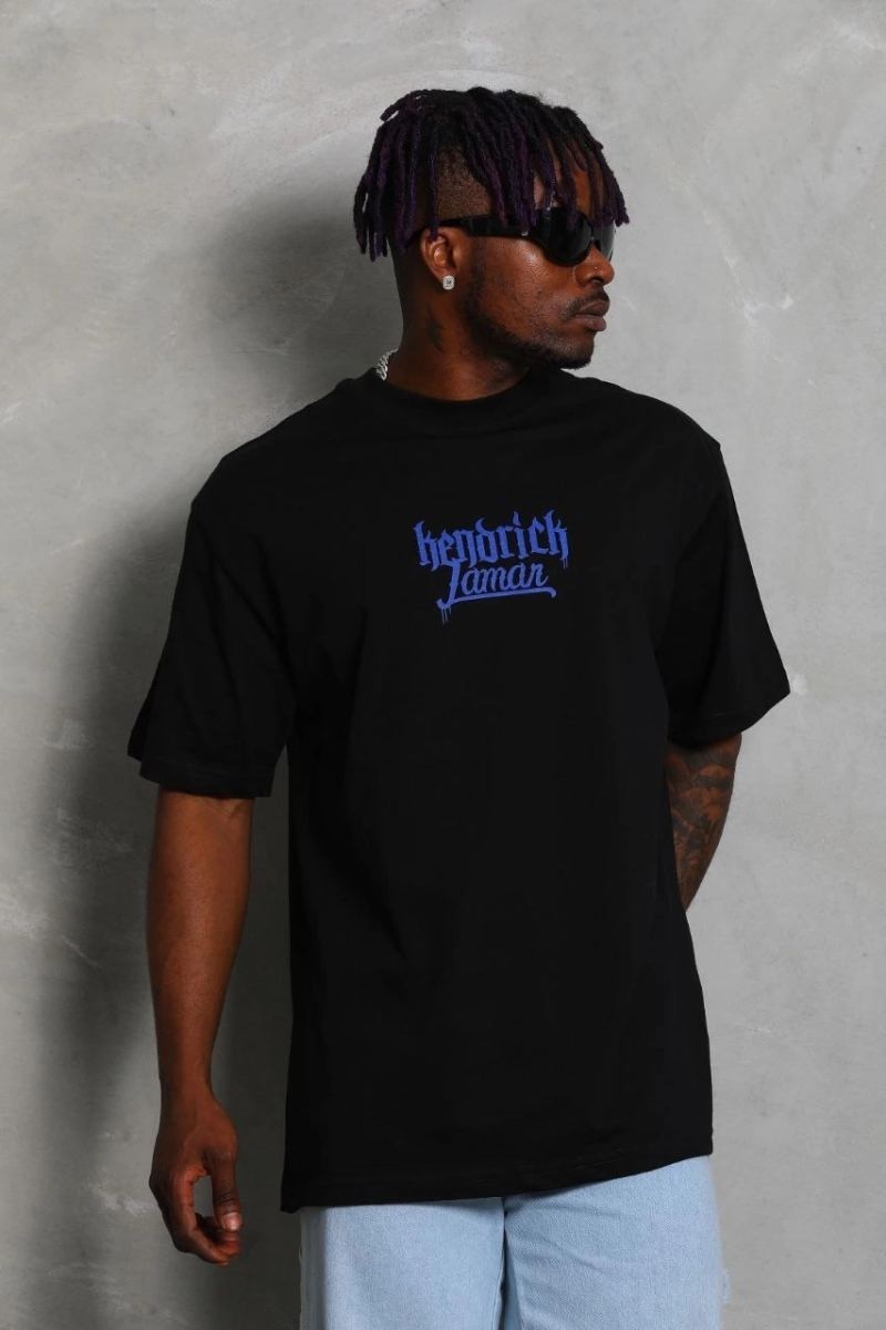 Fantastik Store Erkek Baskılı Tişört Kısa Kol Bisiklet Yaka Oversize T-Shirt - - Siyah görsel 2
