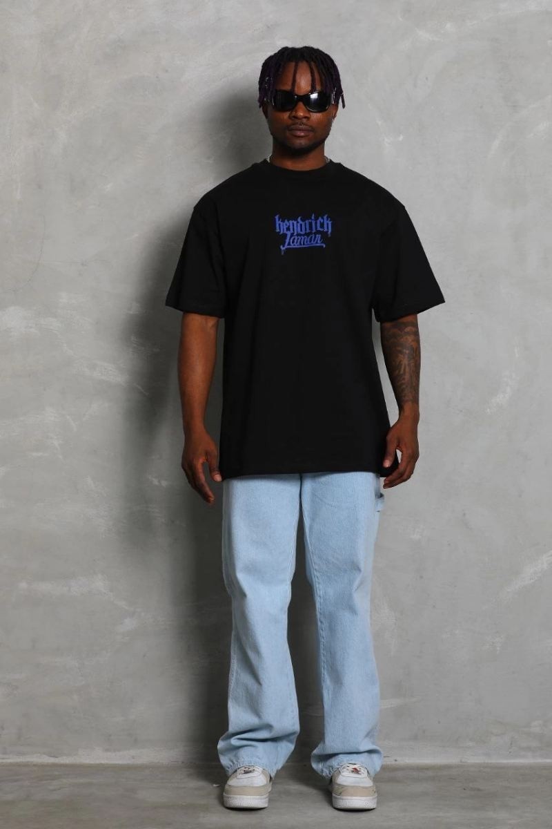 Fantastik Store Erkek Baskılı Tişört Kısa Kol Bisiklet Yaka Oversize T-Shirt - - Siyah görsel 4