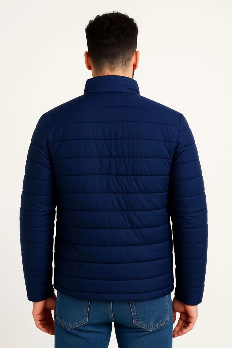 Fantastik Store Erkek Mikro Su Itici Kapitone Baskılı Astarlı Fermuarlı Bomber Mont - Lacivert görsel 3