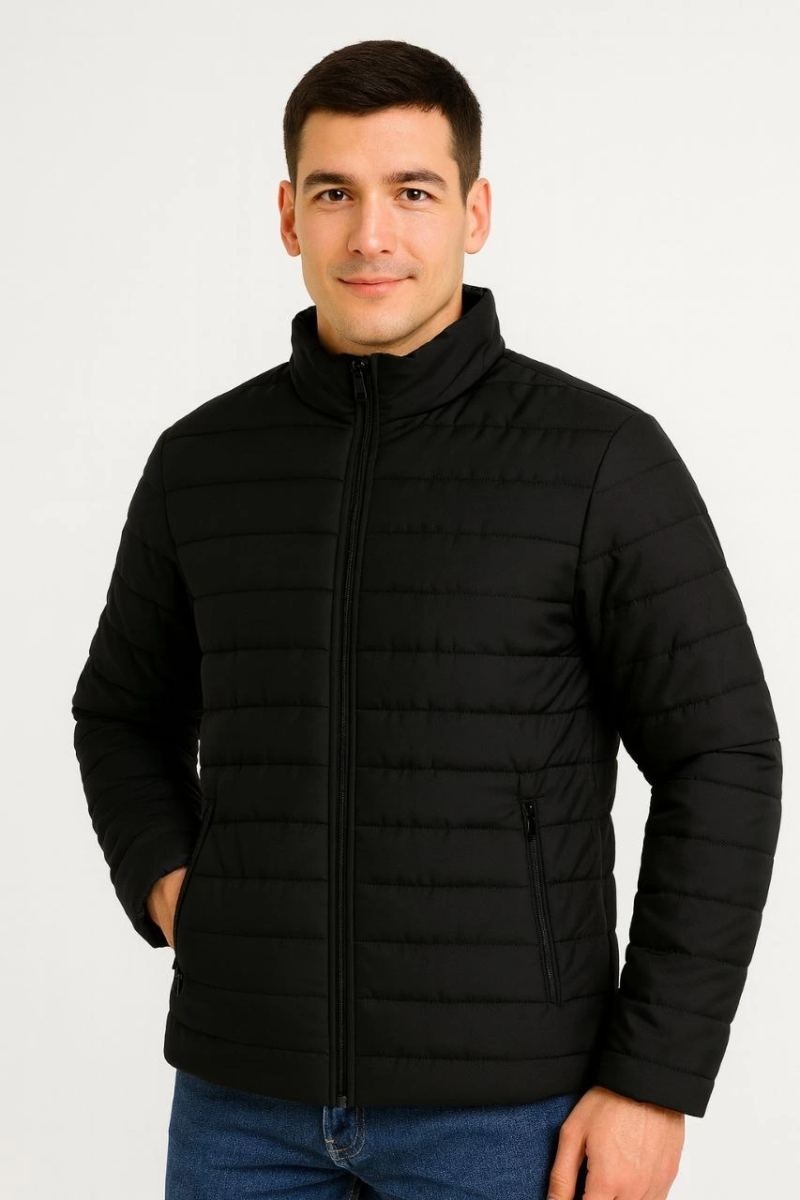 Fantastik Store Erkek Bomber Mont Su Itici Kapitone Astarlı Fermuarlı Cepli Ceket - Siyah görsel 4