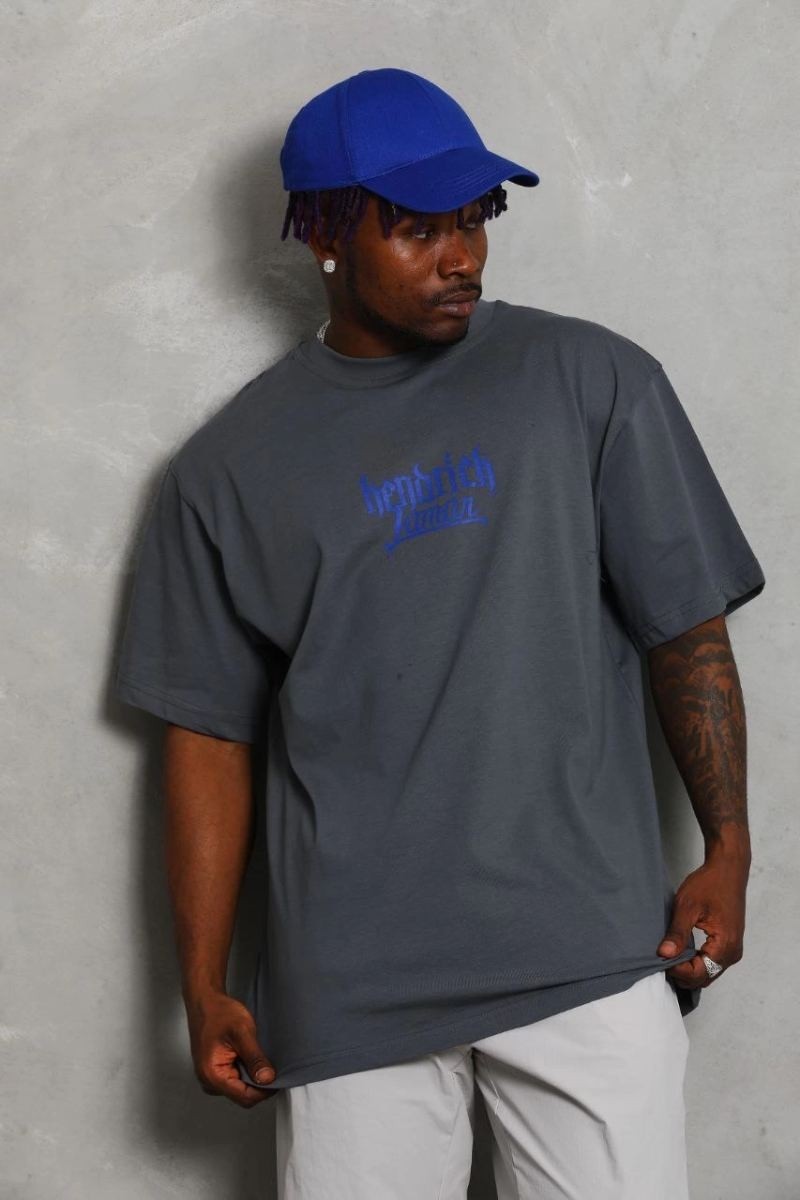 Fantastik Store Erkek Baskılı Tişört Kısa Kol Bisiklet Yaka Oversize T-Shirt - Füme