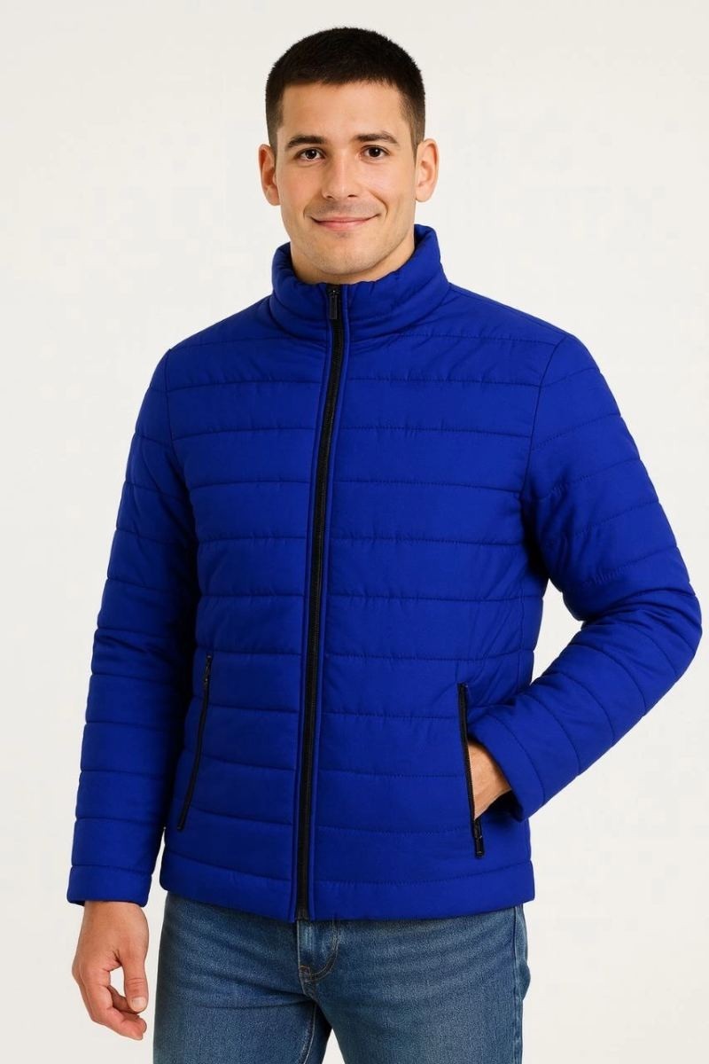 Fantastik Store Erkek Bomber Mont Su Itici Kapitone Astarlı Fermuarlı Cepli Ceket Saks Mavisi görsel 5