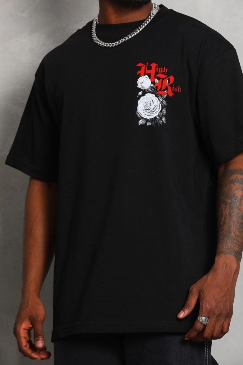 Fantastik Store Erkek Kısa Kol Yazlık Tişört Bisiklet Yaka Baskılı Oversize T-Shirt - Siyah görsel 2