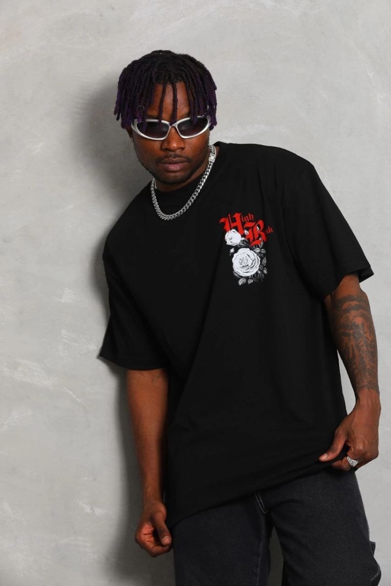 Fantastik Store Erkek Kısa Kol Yazlık Tişört Bisiklet Yaka Baskılı Oversize T-Shirt - Siyah görsel 3