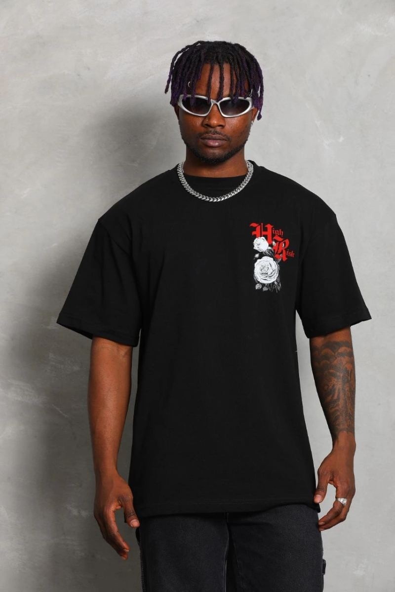 Fantastik Store Erkek Kısa Kol Yazlık Tişört Bisiklet Yaka Baskılı Oversize T-Shirt - Siyah görsel 4