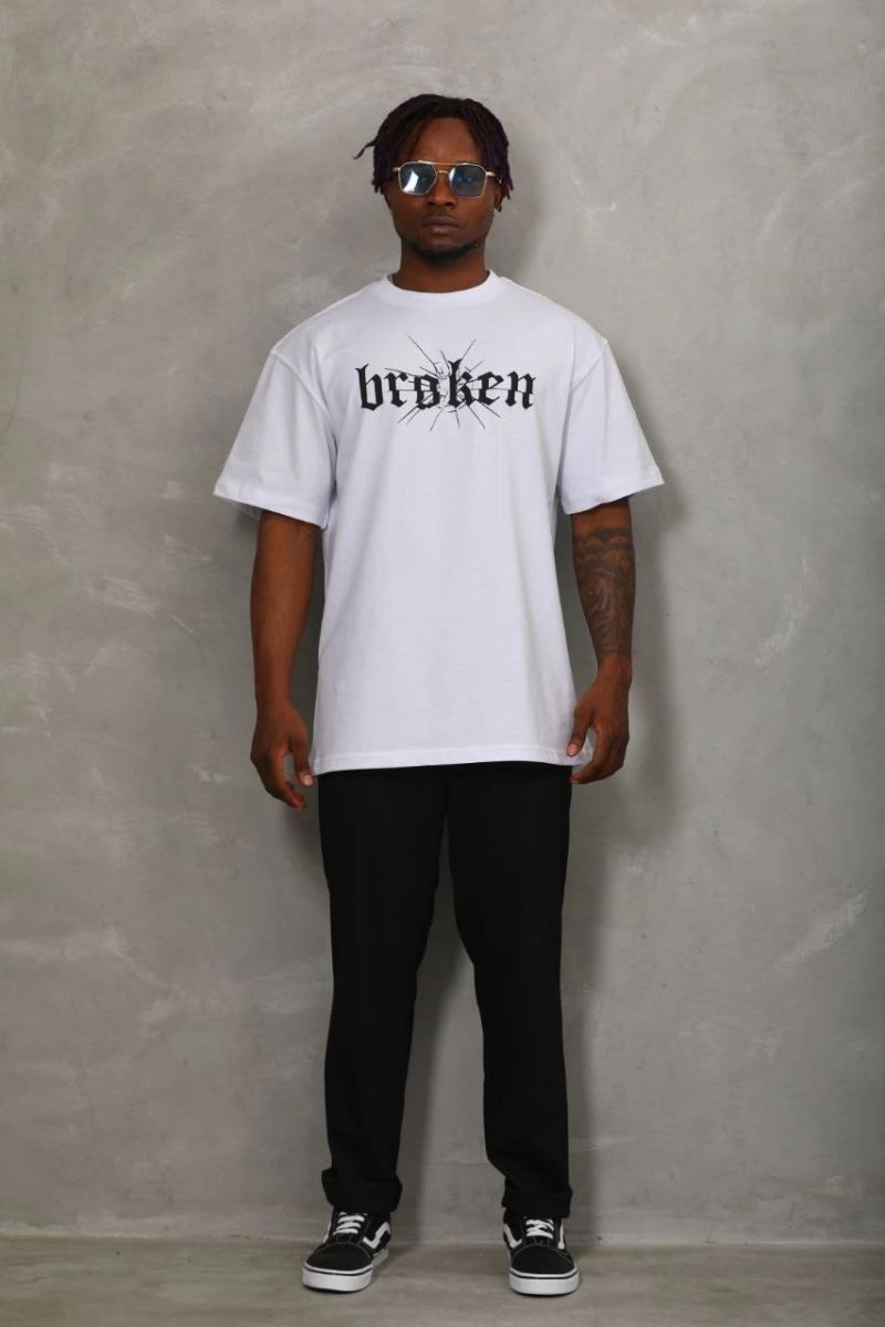 Fantastik Store Erkek Baskılı T-Shirt Kısa Kol Bisiklet Yaka Regular Fit Rahat Kalıp Günlük Tişört - Beyaz görsel 4