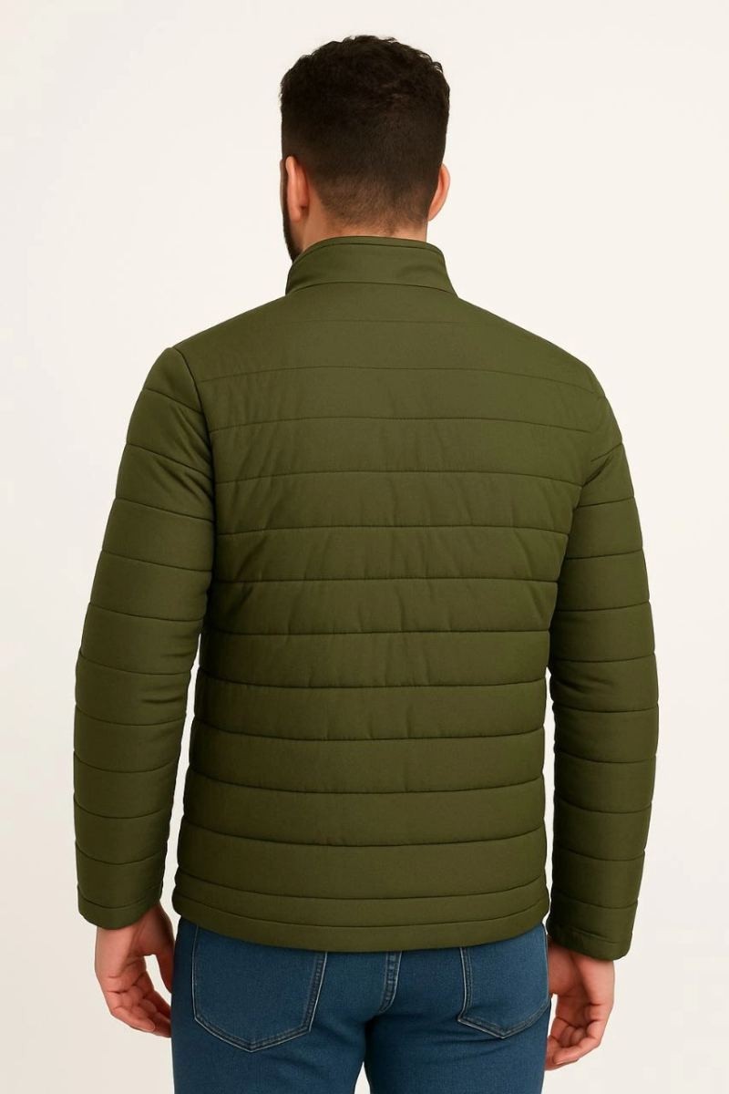 Fantastik Store Erkek Mikro Su Itici Kapitone Baskılı Astarlı Fermuarlı Bomber Mont - Haki görsel 3