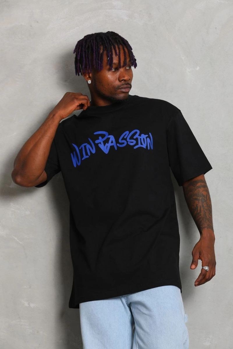 Fantastik Store Erkek Baskılı Tişört Kısa Kol Bisiklet Yaka Oversize T-Shirt - Siyah