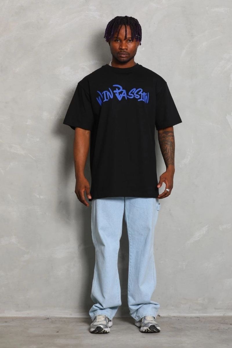 Fantastik Store Erkek Baskılı Tişört Kısa Kol Bisiklet Yaka Oversize T-Shirt - Siyah görsel 5